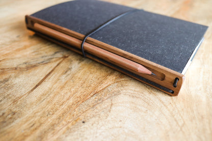 the one with the pencil. a5, black